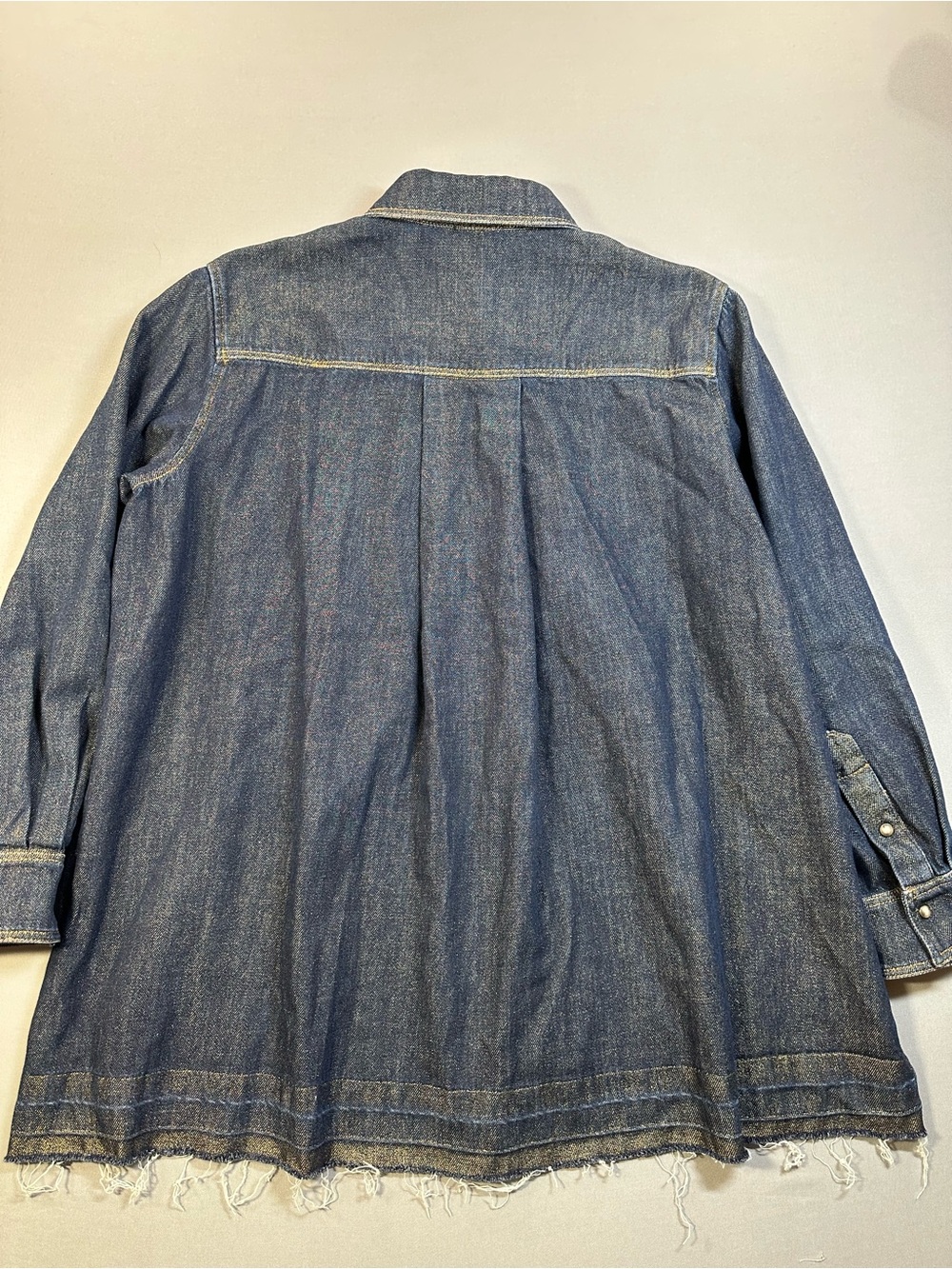 Momoni Aura Denim Laminé Shirt, Snap Front, Raw Hem - Women 42 US 12/14 - Picture 13 of 15
